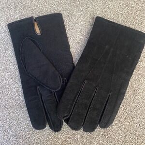 Unbranded Suede Leather Gloves Mens L Black Excellent Acrylic‎ Knit Foam Lining